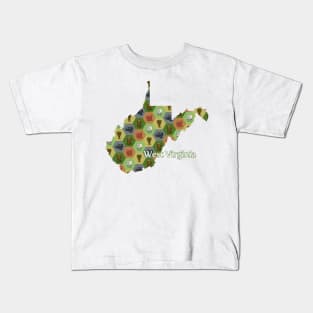 West Virginia State Map Board Games Kids T-Shirt